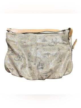 Genuine Leather Vera pelle Beige Printed Hobo Shoulder Bag